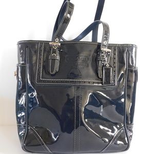 Coach Dark Blue Patent Leathe Gallery Tote